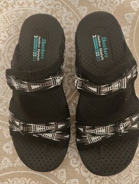 Skechers Black Sport Sandals with Patterned Straps